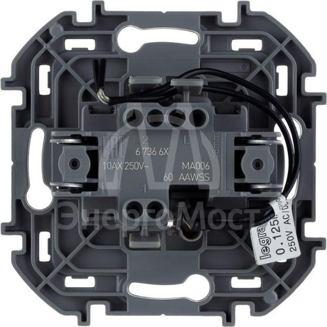 Механизм переключателя 1-кл. Inspiria 10А IP20 250В 10AX с подсветкой / индикацией антрацит Leg 673663