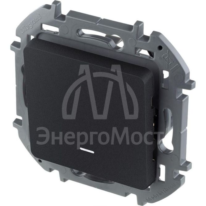 Механизм переключателя 1-кл. Inspiria 10А IP20 250В 10AX с подсветкой / индикацией антрацит Leg 673663