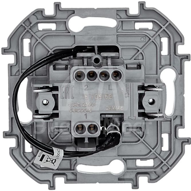 Механизм переключателя 1-кл. Inspiria 10А IP20 250В 10AX с подсветкой / индикацией антрацит Leg 673663