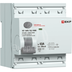 Выключатель дифференциального тока 2п 63А 300мА тип AC 6кА ВД-100N (S) электромех. PROxima EKF E1026MS63300