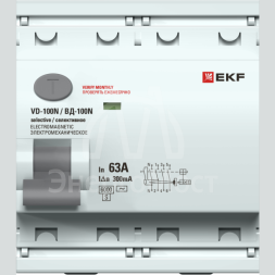 Выключатель дифференциального тока 2п 63А 300мА тип AC 6кА ВД-100N (S) электромех. PROxima EKF E1026MS63300