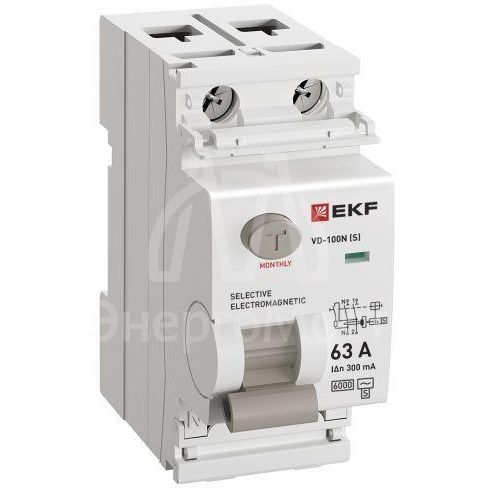 Выключатель дифференциального тока 2п 63А 300мА тип AC 6кА ВД-100N (S) электромех. PROxima EKF E1026MS63300