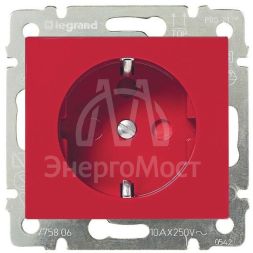 Механизм розетки 1-м СП Valena с блок. нем. станд. с заземл. красн. Leg 774327