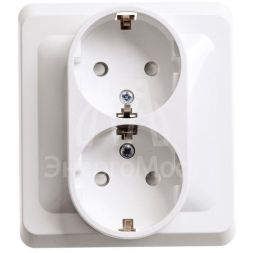 Розетка 2-м СП Этюд 16А с заземл. бел. SchE PC16-007B