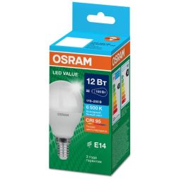 Лампа светодиодная LED G4 Value LVCLP100 12W/965 CRI95 12Вт 6500К 1200лм шар матов. E14 170-250В OSRAM 4099854309038