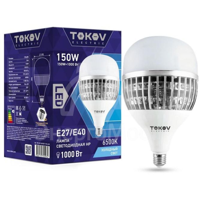 Лампа светодиодная 150Вт HP 6500К E40/Е27 176-264В TOKOV ELECTRIC TKE-HP-E40/E27-150-6.5K
