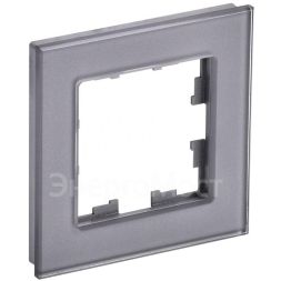 Рамка 1-м BRITE РУ-1-2-БрСе стекло сер. IEK BR-M12-G-K03