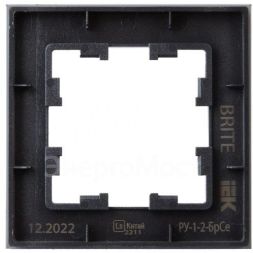 Рамка 1-м BRITE РУ-1-2-БрСе стекло сер. IEK BR-M12-G-K03