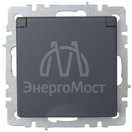 Розетка BRITE РСбш10-3-БрГ 16А IP20 с заземл. защ. шторки с крышкой графит IEK BR-R16-16-K53