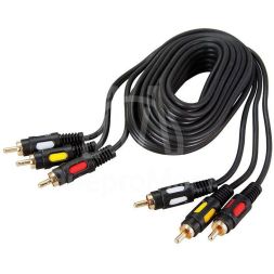Шнур 3RCA Plug - 3RCA Plug 5м (GOLD) Rexant 17-0215