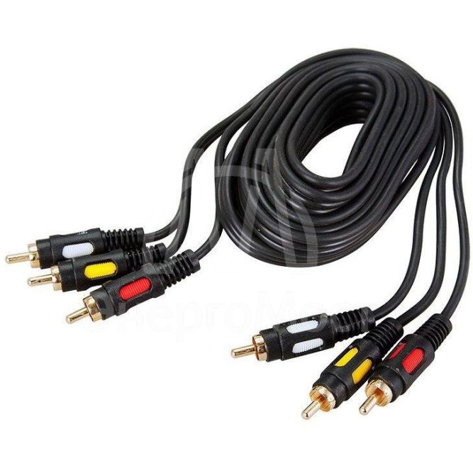 Шнур 3RCA Plug - 3RCA Plug 5м (GOLD) Rexant 17-0215
