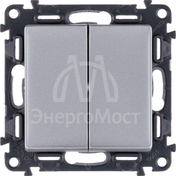 Механизм выключателя 2-кл. СП Valena Life 10А IP20 250В с лиц. панелью безвинт. зажимы алюм. Leg 752605