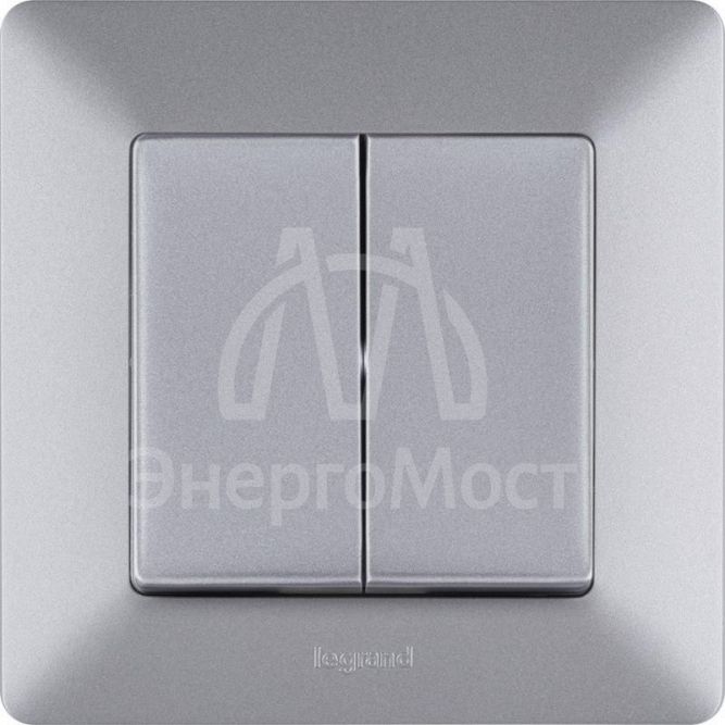 Механизм выключателя 2-кл. СП Valena Life 10А IP20 250В с лиц. панелью безвинт. зажимы алюм. Leg 752605