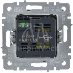 Розетка BRITE USB A+A 3.1А РЮ10-1-БрБ бел. IEK BR-U21-D31-K01