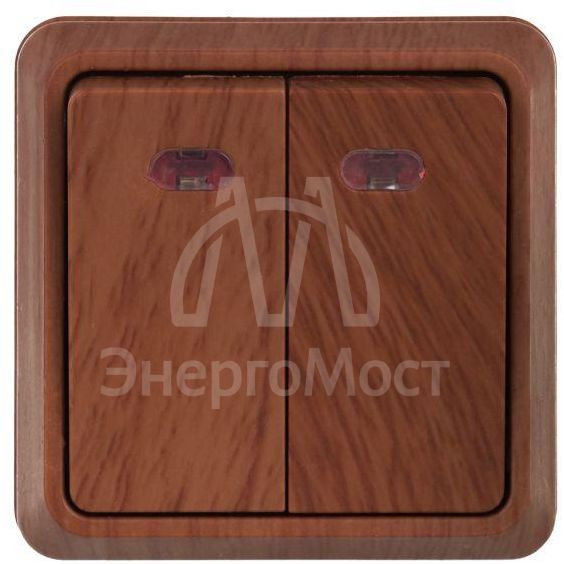 Выключатель 2-кл. ОП Октава 10А IP20 ВС20-2-1-ОД с индикацией дуб IEK EVO21-K04-10-DC