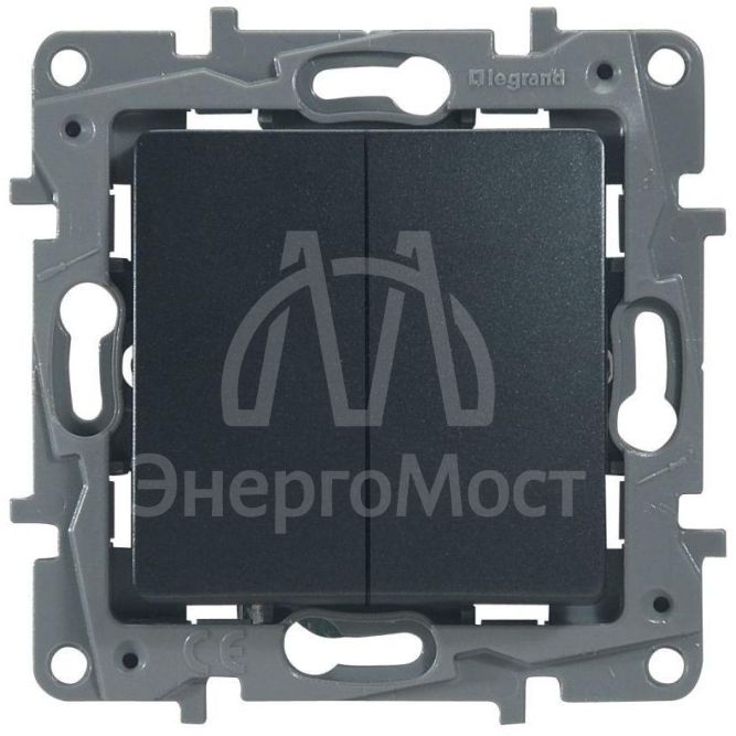 Механизм переключателя 2-кл. СП Etika Plus 10А IP20 250В 10AX безвинт. зажимы антрацит Leg 672612