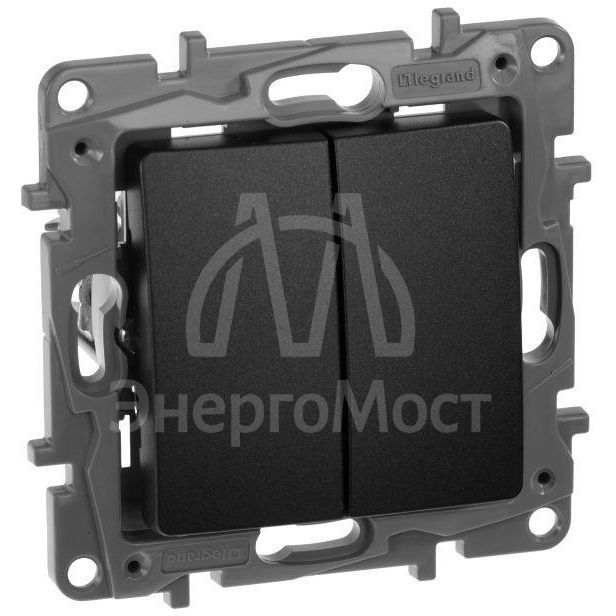 Механизм переключателя 2-кл. СП Etika Plus 10А IP20 250В 10AX безвинт. зажимы антрацит Leg 672612