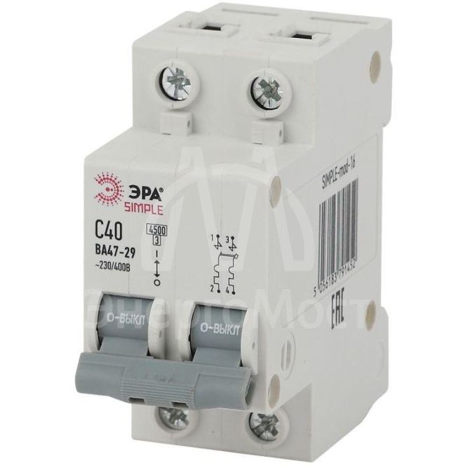 Выключатель автоматический модульный 2п C 16А 4.5кА ВА 47-29 SIMPLE-mod-12 ЭРА Б0039229