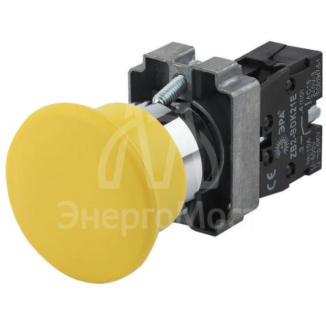 Кнопка LAY5-BC51 &amp;quot;Грибок&amp;quot; 1з без подсветки BBG70-BC-K05E желт. ЭРА Б0045644