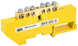 Шина PE &quot;земля&quot; на DIN-изоляторе ШНИ-6х9-6-Д-Ж IEK YNN10-69-6D-K05
