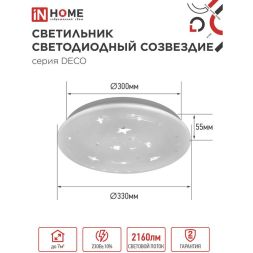 Светильник светодиодный DECO СОЗВЕЗДИЕ 24Вт 230В 6500К 1560лм 300мм IN HOME 4690612025131