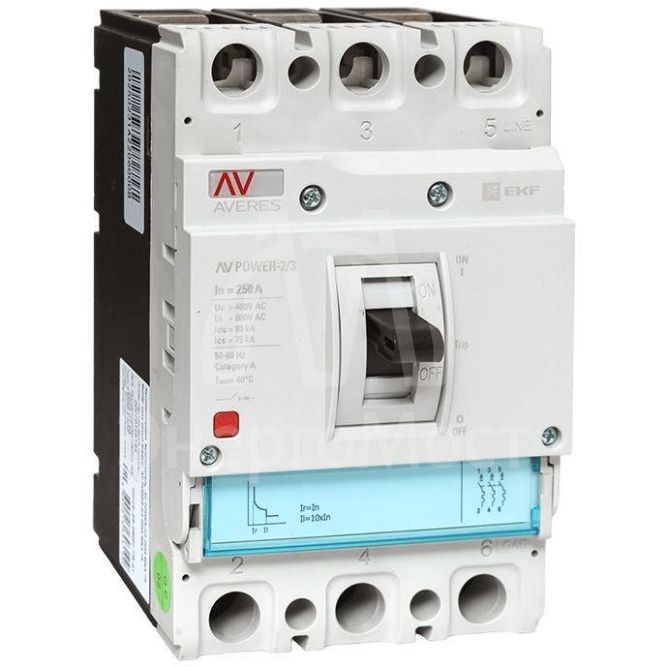 Выключатель автоматический 3п 250А 50кА AV POWER-2/3 ETU2.0 AVERES EKF mccb-23-250-2.0-av