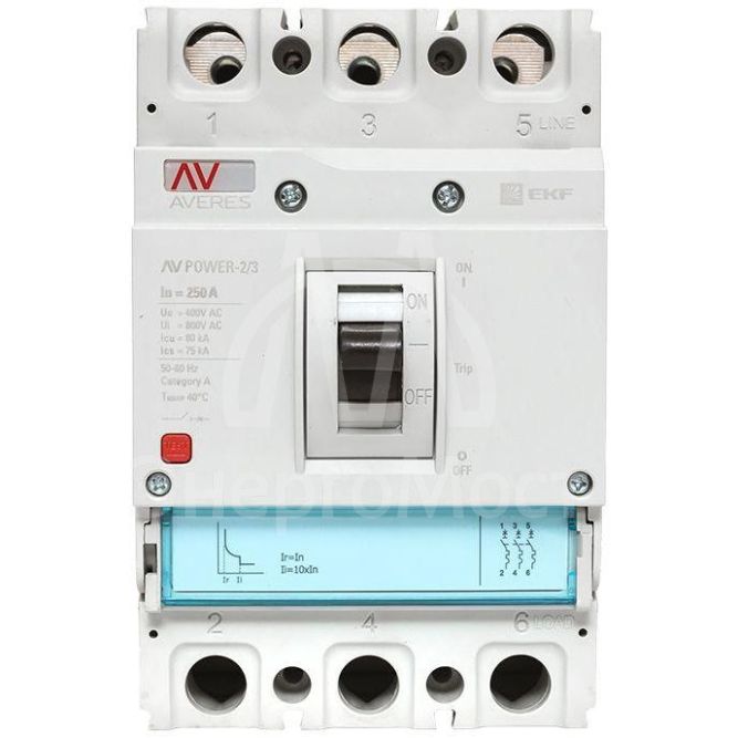 Выключатель автоматический 3п 250А 50кА AV POWER-2/3 ETU2.0 AVERES EKF mccb-23-250-2.0-av