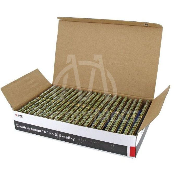 Шина нулевая N 6х9 20 отвер. латунь син. изолятор на DIN-рейку PROxima EKF sn0-63-20-d