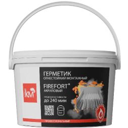 Герметик огнестойкий монтажный акриловый EI240 FIREFORT (ведро 3кг) KM-FF-G-3000 КМ LO53706
