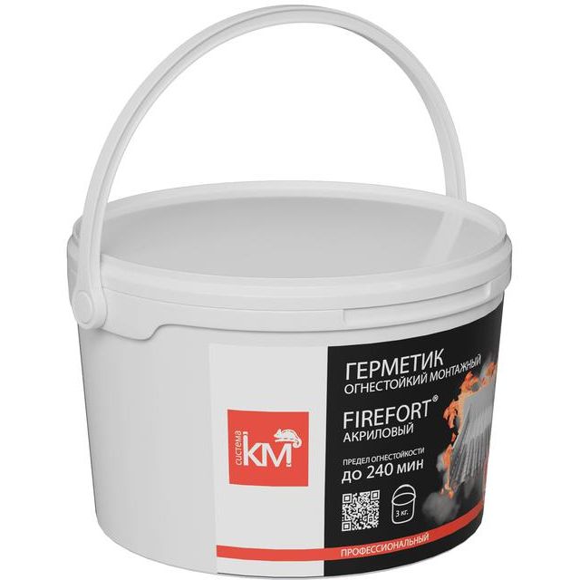 Герметик огнестойкий монтажный акриловый EI240 FIREFORT (ведро 3кг) KM-FF-G-3000 КМ LO53706