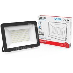 Прожектор светодиодный Elementary 70Вт 4370лм IP65 6500К черн. ПРОМО Gauss 613100370P