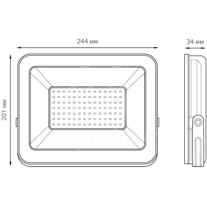 Прожектор светодиодный Elementary 70Вт 4370лм IP65 6500К черн. ПРОМО Gauss 613100370P