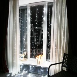 Гирлянда светодиодная &amp;quot;Светодиодный Дождь&amp;quot; 3х2м 240LED бел. IP20 230В свечение с динамикой провод прозр. Neon-Night 235-091