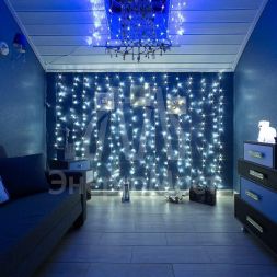 Гирлянда светодиодная &amp;quot;Светодиодный Дождь&amp;quot; 3х2м 240LED бел. IP20 230В свечение с динамикой провод прозр. Neon-Night 235-091