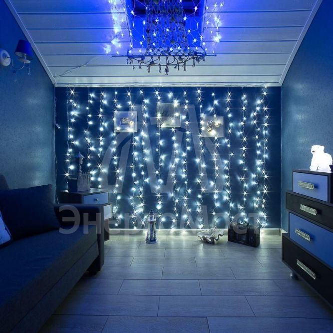 Гирлянда светодиодная &amp;quot;Светодиодный Дождь&amp;quot; 3х2м 240LED бел. IP20 230В свечение с динамикой провод прозр. Neon-Night 235-091