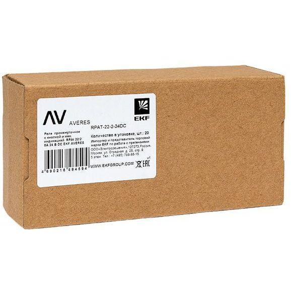 Реле промежуточное с кнопкой и мех. индикацией RPAt 22/2 8А 24В DC EKF rpat-22-2-24DC