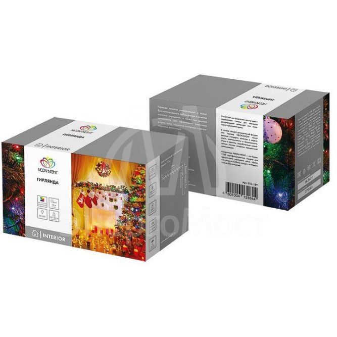 Гирлянда &amp;quot;Твинкл Лайт&amp;quot; 10м 80LED мультиколор провод прозр. Neon-Night 303-189