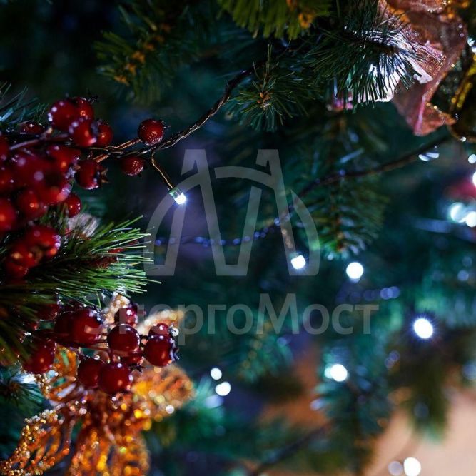 Гирлянда &amp;quot;Твинкл-Лайт&amp;quot; (с контроллером 8 режимов) 20м 160LED 10Вт 230В IP20 бел. провод темн.-зел. ПВХ NEON-NIGHT 303-115