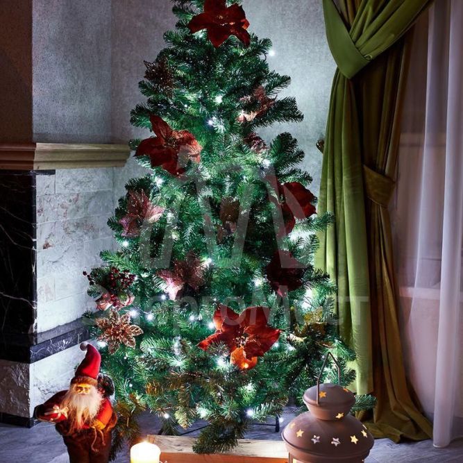 Гирлянда &amp;quot;Твинкл-Лайт&amp;quot; (с контроллером 8 режимов) 20м 160LED 10Вт 230В IP20 бел. провод темн.-зел. ПВХ NEON-NIGHT 303-115