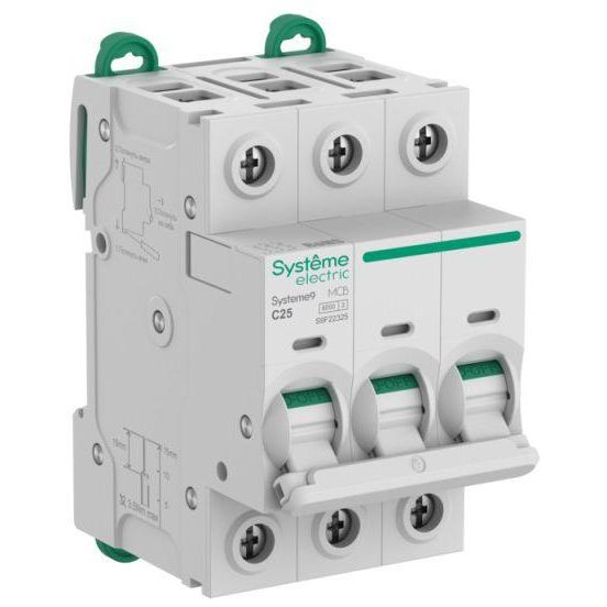 Выключатель автоматический модульный 3п C 25А 6кА АВ Systeme9 400В SE S9F22325