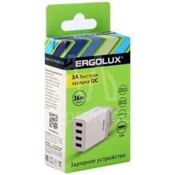 Адаптер сетевой ELX-РA02QC-C01 36Вт 4USB 100-220В 5-9В/3А 1QC+3/3А коробка бел. Ergolux 15292
