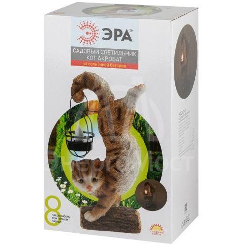 Светильник уличный ERASF22-01 Кот Акробат на солнечных батареях садовый 37см ЭРА Б0053352