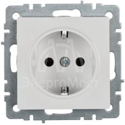 Розетка BRITE РС14-1-0-БрБ 16А с заземл. защ. шторки бел. IEK BR-R14-16-K01