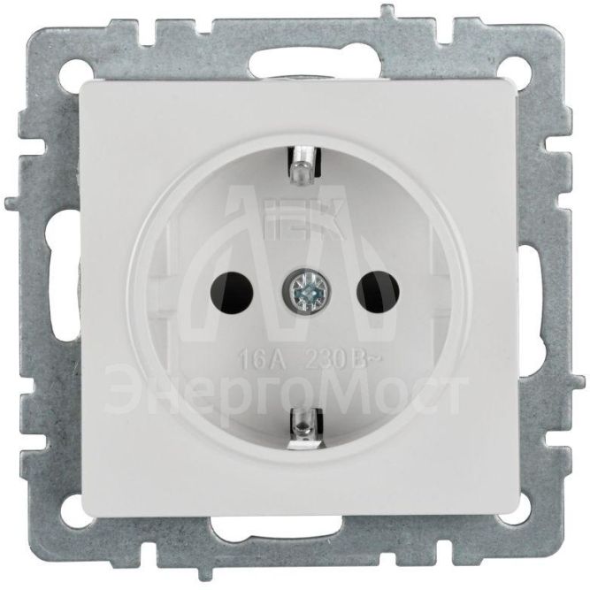 Розетка BRITE РС14-1-0-БрБ 16А с заземл. защ. шторки бел. IEK BR-R14-16-K01