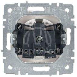 Розетка BRITE РС14-1-0-БрБ 16А с заземл. защ. шторки бел. IEK BR-R14-16-K01