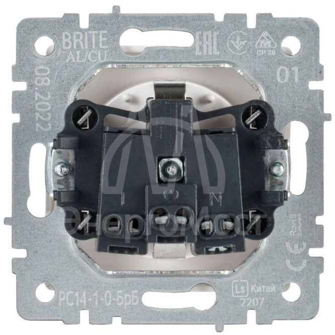 Розетка BRITE РС14-1-0-БрБ 16А с заземл. защ. шторки бел. IEK BR-R14-16-K01