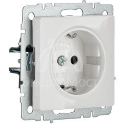 Розетка BRITE РС14-1-0-БрБ 16А с заземл. защ. шторки бел. IEK BR-R14-16-K01