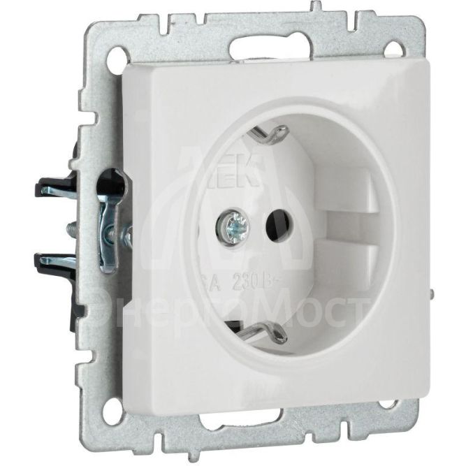 Розетка BRITE РС14-1-0-БрБ 16А с заземл. защ. шторки бел. IEK BR-R14-16-K01
