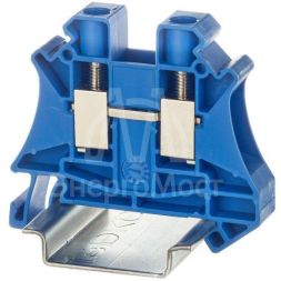 Клемма проходная винтовой зажим 2 точки подключения 10кв.мм син. DKC TUR-10-BU