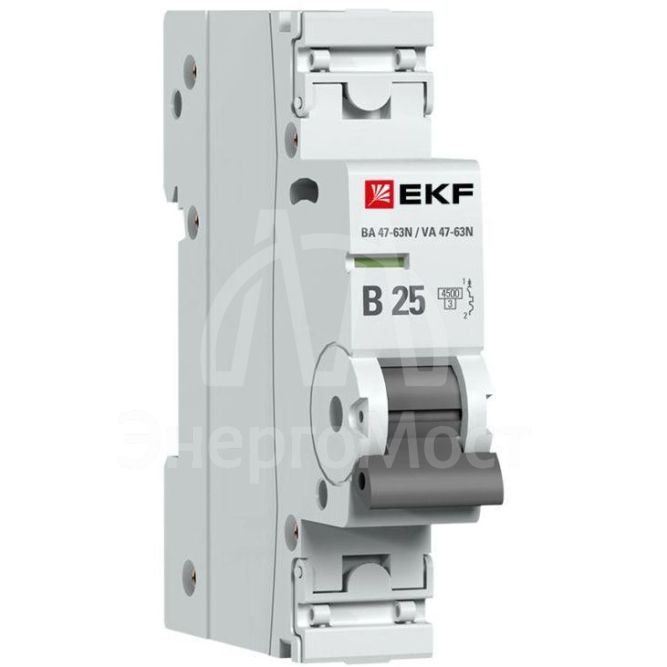 Выключатель автоматический модульный 1п 25А В 4.5кА ВА 47-63N PROxima EKF M634125B